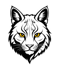Lynx bobcat head vector logo or symbol black, emblem or mascot