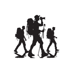 Hiker Silhouette, Mountain Climber Adventure Silhouette