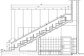 Sketch illustration silhouette vector drawing detail architectural engineering design performance hall seating interior