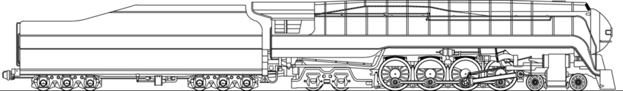 black and white steam train side view clip art preview