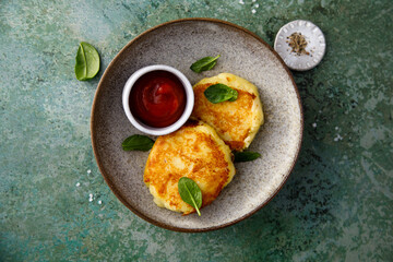 Homemade potato flapjacks with cheese 