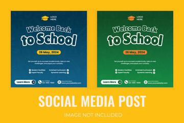Back to school season social media banner or Instagram post banner template