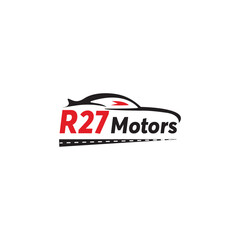 R27 Motors Road And Car Modern Logo Design Template
