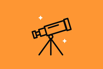telescope illustration in flat style design. Vector illustration and icon.