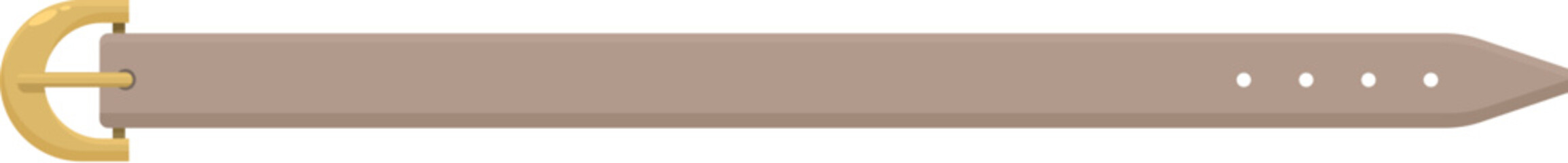 Simple brown leather belt with golden buckle is lying flat on a white background