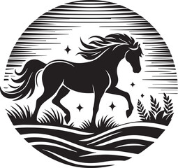 horse silhouette isolated on white