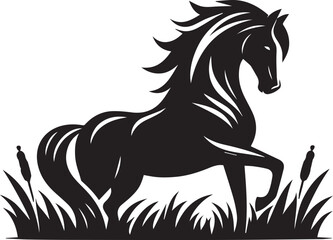 horse silhouette isolated on white