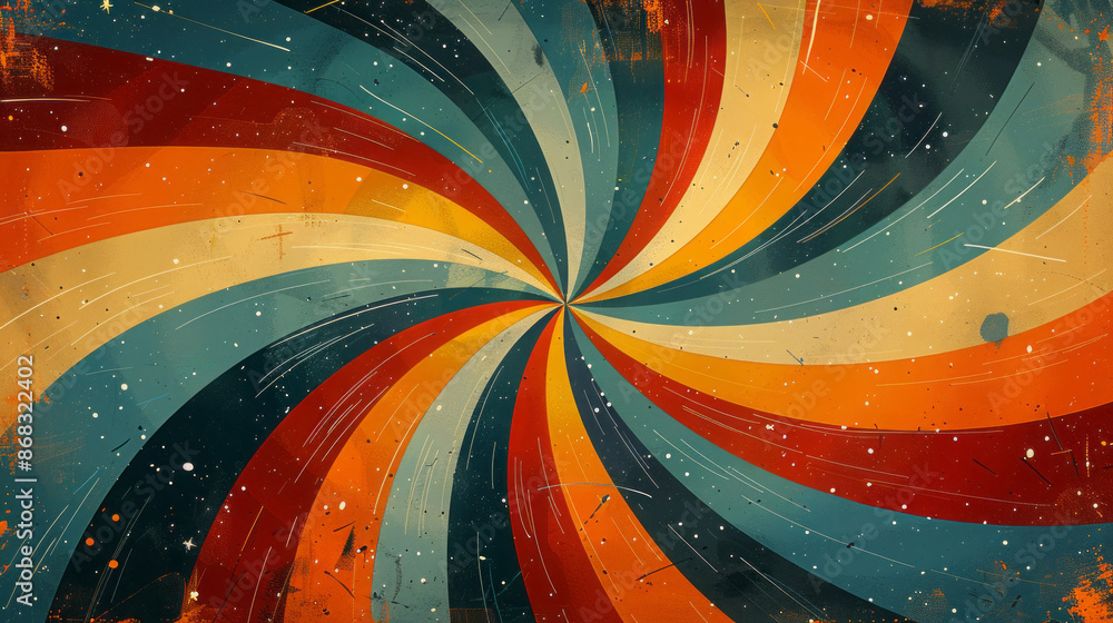 Wall mural Retro Swirl Background with Warm Colors