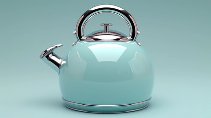 tea kettle on blue background