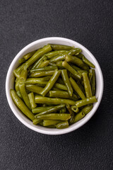 Boiled green bean pods with salt and spices