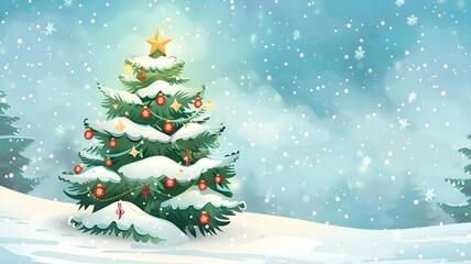 Cheerful Holiday Card with Christmas Tree