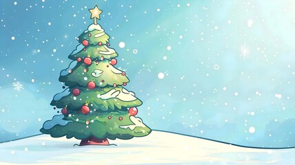 Cheerful Holiday Card with Christmas Tree