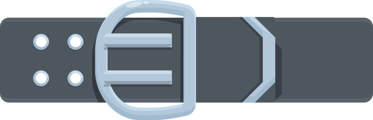 Black leather belt with metal buckle fastened on white background