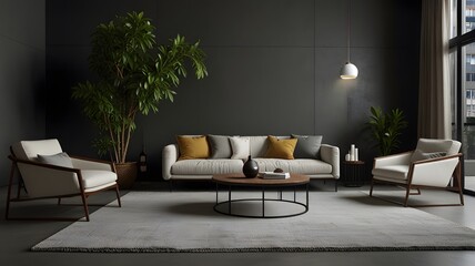 modern living room with fireplace, ai generated