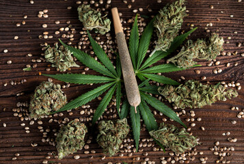 Blunt, Cbd,  Marijuana bud with cannabis