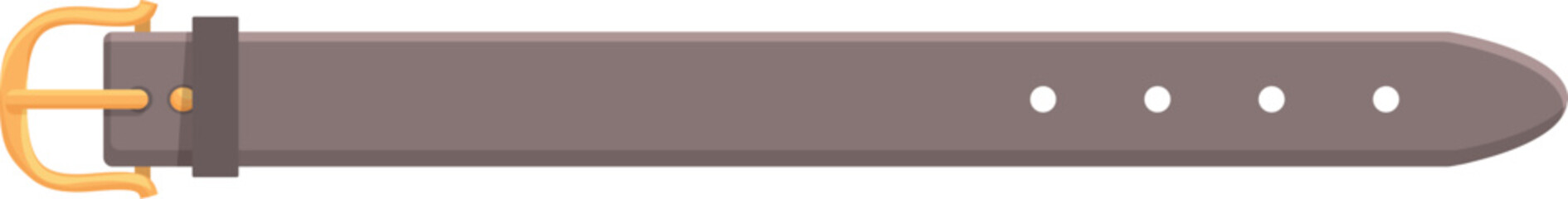 Brown leather belt with a golden buckle fastened is lying horizontally on a white background