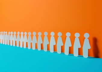 Abstract People Icons on Orange and Blue Background