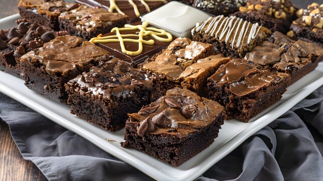 a collection of brownie varieties on a platter 