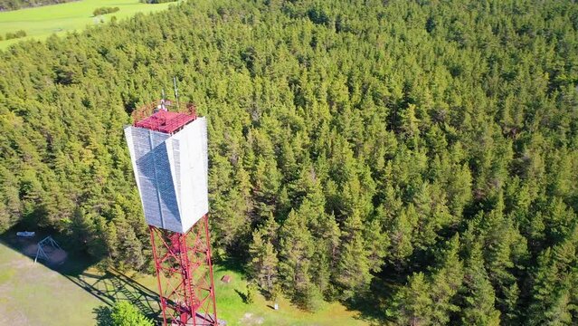4K panoramic aerial video from flying drone to Panga coastal cliff and lighthouse , northern shore of Saaremaa island, near Kuressaare, Baltic Klint.Saaremaa , Estonia