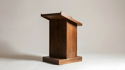 a minimalistic wooden pulpit