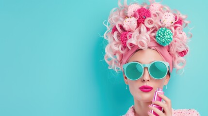 A dynamic marketing image showcasing an influencer engaging with a product, with abundant copy space designed for customizable marketing content. The photo underscores the impact of influencer