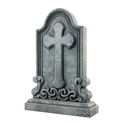 Elegant stone gravestone with cross, showcasing intricate design and craftsmanship, ideal for memorial and cemetery themes.