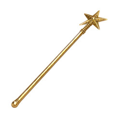 Naklejka premium Golden magic wand with a star tip, perfect for fantasy themes and magical concepts. High-resolution image for creative projects.