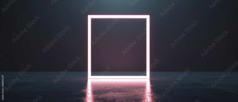Poster a minimalist cyber backdrop with a sleek, glowing frame ready for an empty advertisement with copy s