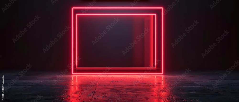 Poster a minimalist cyber backdrop with a sleek, glowing frame ready for an empty advertisement with copy s