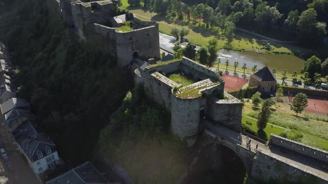 Aerial View of Kasteel van Bouillon, Bouillon, Belgium