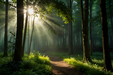 a forest and light waves AI generative © Naveed