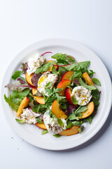 salad, burrata, cheese, mozzarella, peach, summer, 