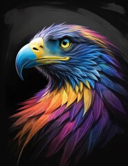 a Bald Eagle portrait in a spectrum of colors of a watercolor photorealistic illustration colorful realistic eagle eyes ai generated