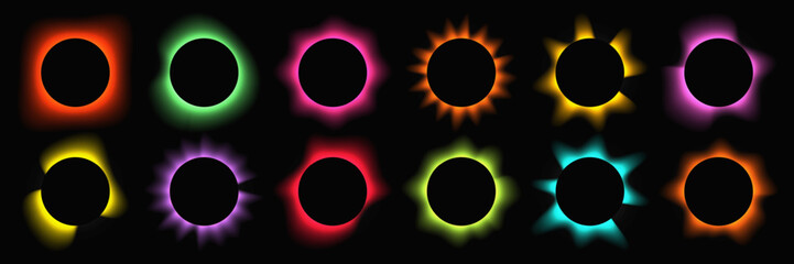 Set of circle illuminate light frames