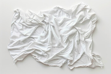 Obraz premium Crumpled fabric with pleats on a white background