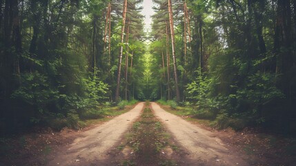 Fototapeta premium crossroads splitting in a dense forest