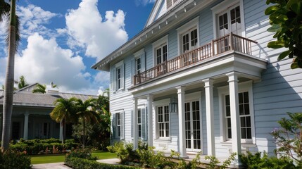 Fototapeta premium heritage home with historically accurate Bahama shutters, preserving the architectural integrity while adding modern functionality