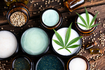 Cosmetics hemp, medical marijuana concept
