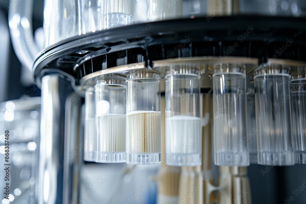 Poster close-up view of advanced high-tech water filtration system with multiple filtration layers