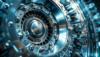 Encrypted storage vault with secure elements, metallic textures, high contrast, digital rendering