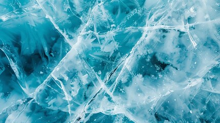 Abstract Blue Ice Texture with Cracks and Patterns