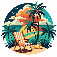 vector illustration., Vintage Tropical Graphic t- shirt design.
