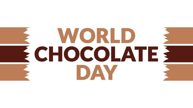 World Chocolate Day Seamless looping Text Animation with side lines on White background, World Chocolate Day observed each year in July for celebrating and wishing Chocolate Day.