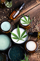Cannabis cosmetics oil and medical marijuana