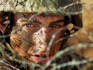 Israeli Soldier Training Exercise Barbed Wire Obstacle Course Military Training Exercise.