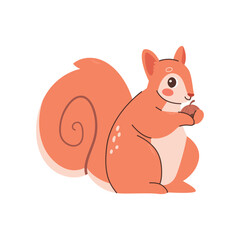 Cute forest autumn animals. Cartoon squirrel for autumn season. Fall season stickers and clipart. Thanksgiving design on white.	
