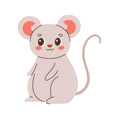 Cute forest autumn animals. Cartoon mouse for autumn season. Fall season stickers and clipart. Thanksgiving design on white.	
