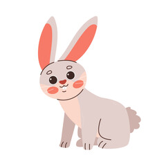 Cute forest autumn animals. Cartoon rabbit for autumn season. Fall season stickers and clipart. Thanksgiving design on white.	
