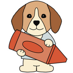 Beagle With School Supplies