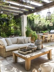 Fototapeta premium patio furniture covers protecting outside chairs and tables
